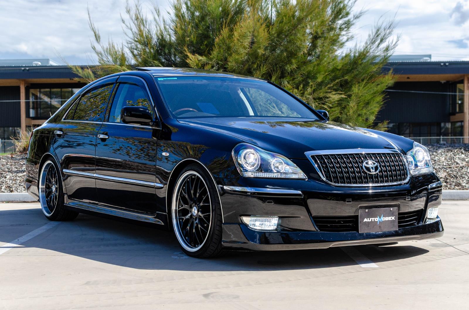 Black Toyota Crown at Automobex